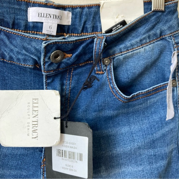 Ellen Tracy Sculpt Denim Jeans  Women's Sz 6 Skinny Stretch Mid Rise Blue New - Picture 3 of 5